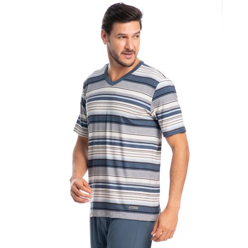 Pijama-Masculino-Longo-Manga-Curta-Listrado-Jose-Tombini