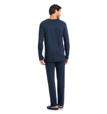 Pijama Masculino Decote V Longo New Romeu Tombini - Imagem 4 - Mobile