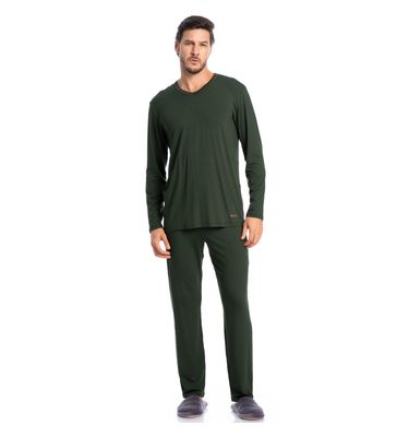 Pijama Masculino Decote V Longo New Romeu Tombini - Imagem 3 - Mobile