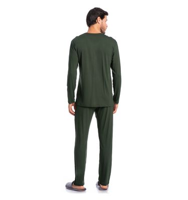 Pijama Masculino Decote V Longo New Romeu Tombini - Imagem 4 - Mobile
