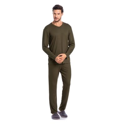 Pijama Masculino Decote V Longo New Romeu Tombini - Imagem 3 - Mobile