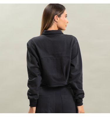 Camisa Feminina Em Moletom Abotoada Cropped Arianna Vivame - Imagem 2 - Mobile