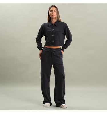 Camisa Feminina Em Moletom Abotoada Cropped Arianna Vivame - Imagem 3 - Mobile
