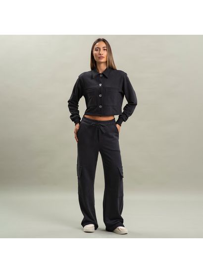 Camisa Feminina Em Moletom Abotoada Cropped Arianna Vivame - Imagem 3 - Desktop