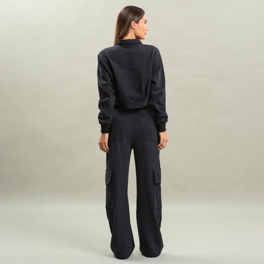 Camisa Feminina Em Moletom Abotoada Cropped Arianna Vivame - Imagem 4 - Mobile