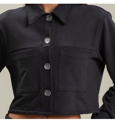 Camisa Feminina Em Moletom Abotoada Cropped Arianna Vivame - Imagem 5 - Mobile