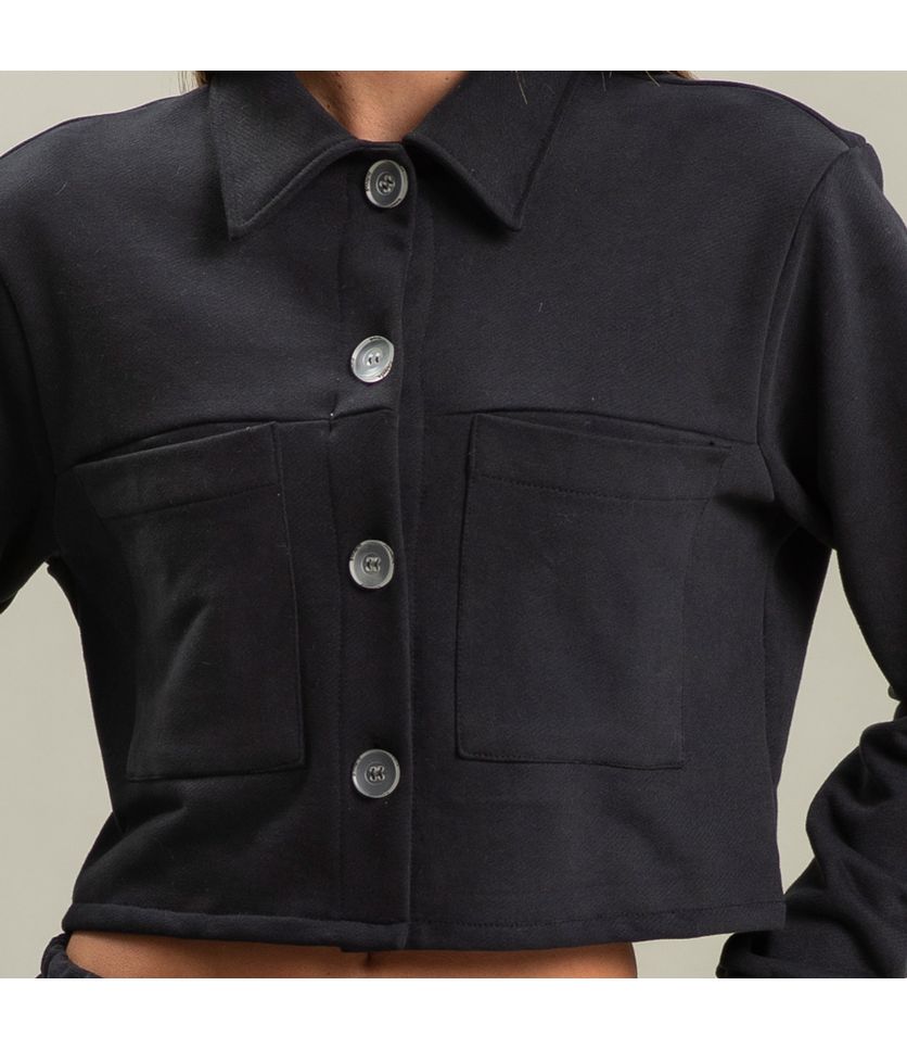 Camisa Feminina Em Moletom Abotoada Cropped Arianna Vivame - Imagem 5 - Desktop