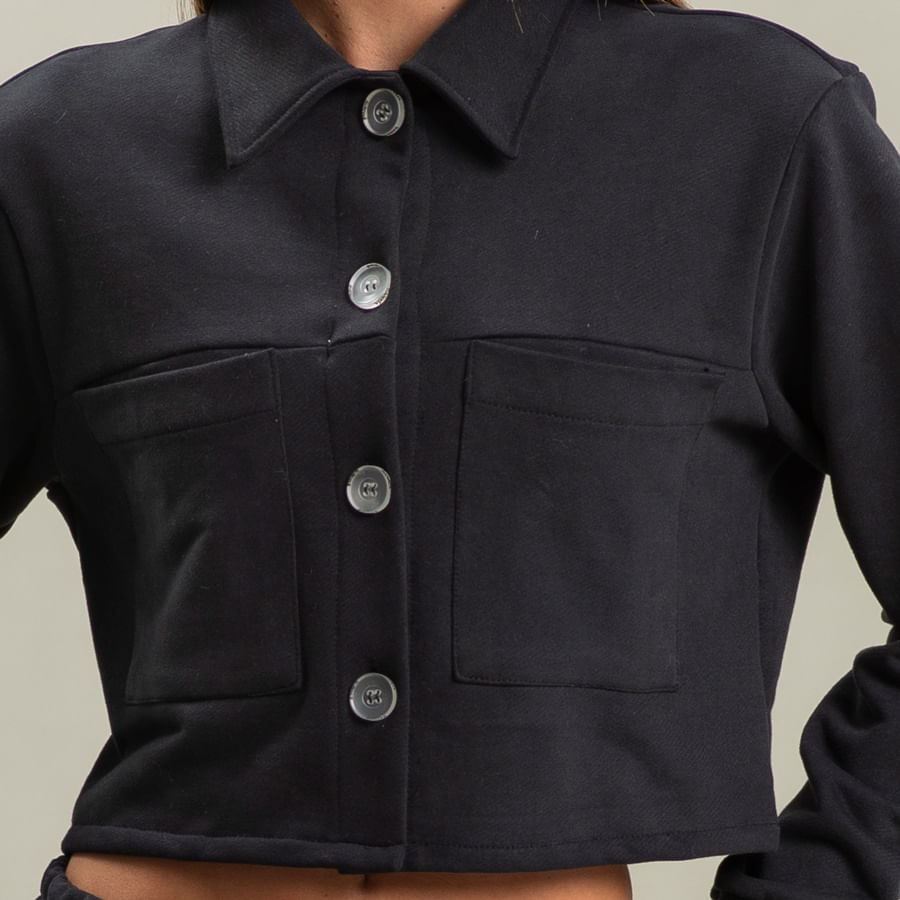 Camisa Feminina Em Moletom Abotoada Cropped Arianna Vivame - Imagem 5 - Mobile