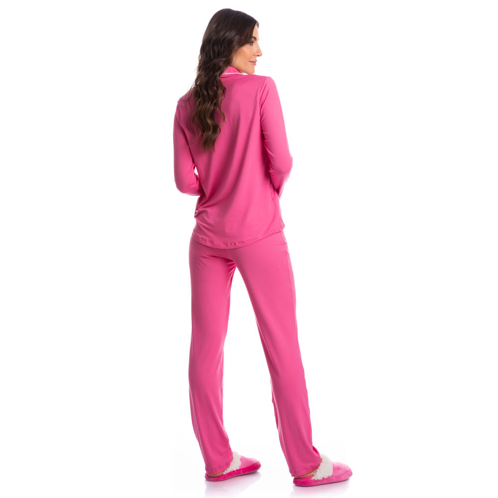 Pijama-Feminino-Abotoado-Longo-Lea