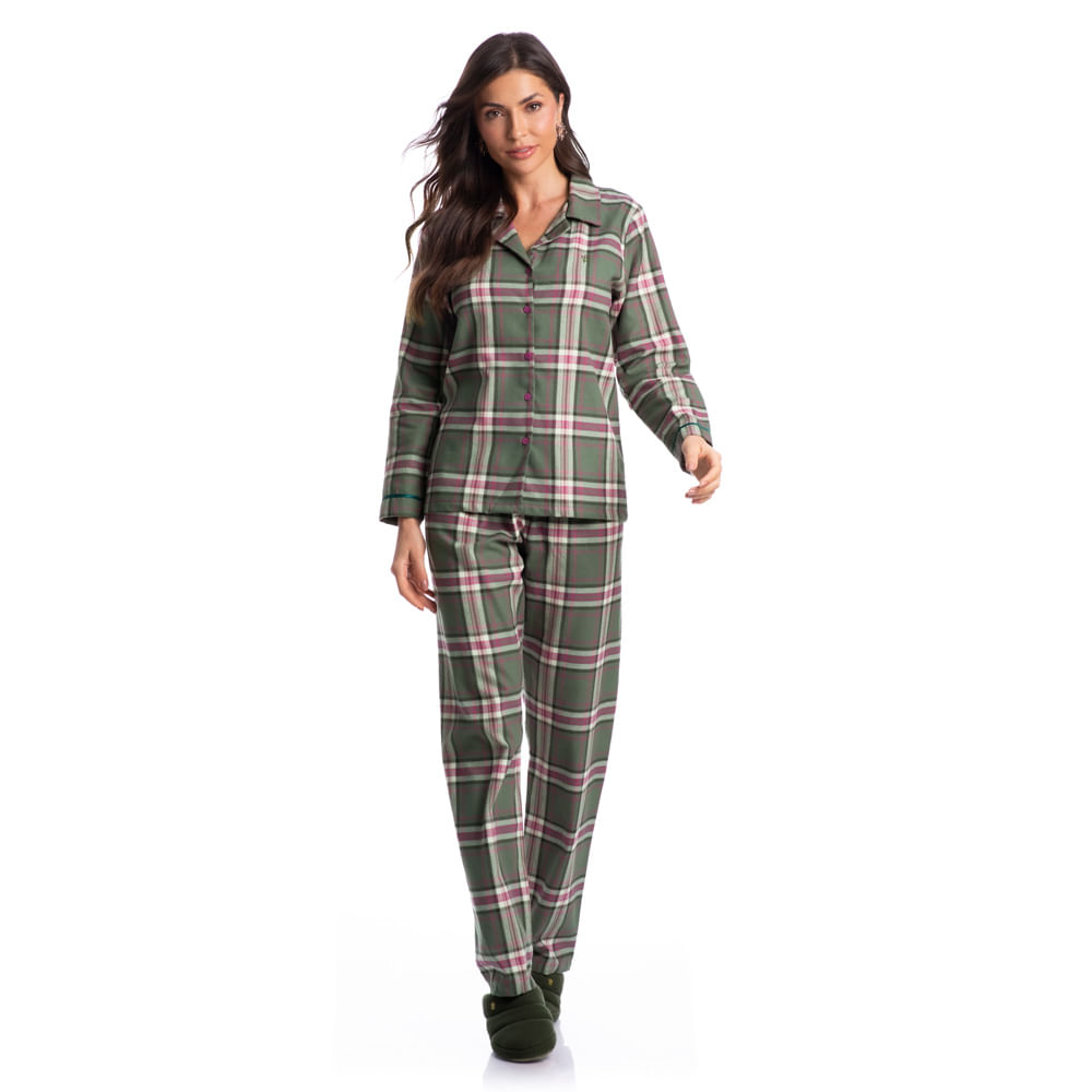 Pijama-Feminino-Longo-Abotoado-Paula