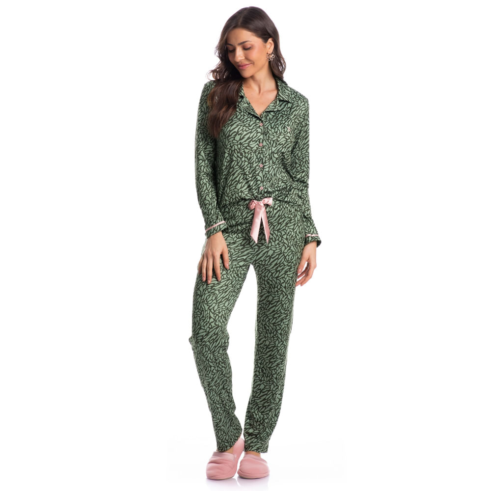 Pijama-Feminino-Longo-Abotoado-Vivi-Verde