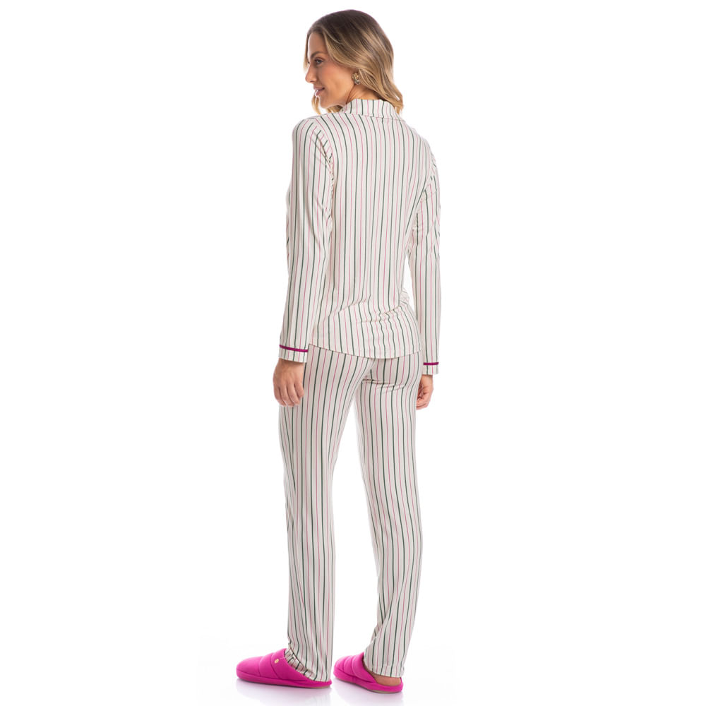 Pijama-Feminino-Longo-Abotoado-Listrado-Lina-Verde