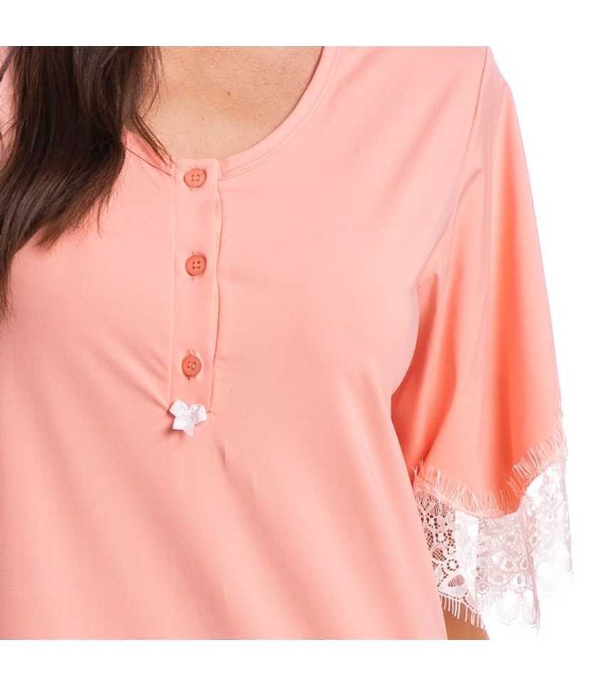 Camisão Curto Com Abertura Com Renda Lana - Imagem 5 - Desktop