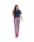 Pijama-Feminino-Longo-Manga-Curta-Xadrez-Leticia