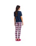 Pijama-Feminino-Longo-Manga-Curta-Xadrez-Leticia