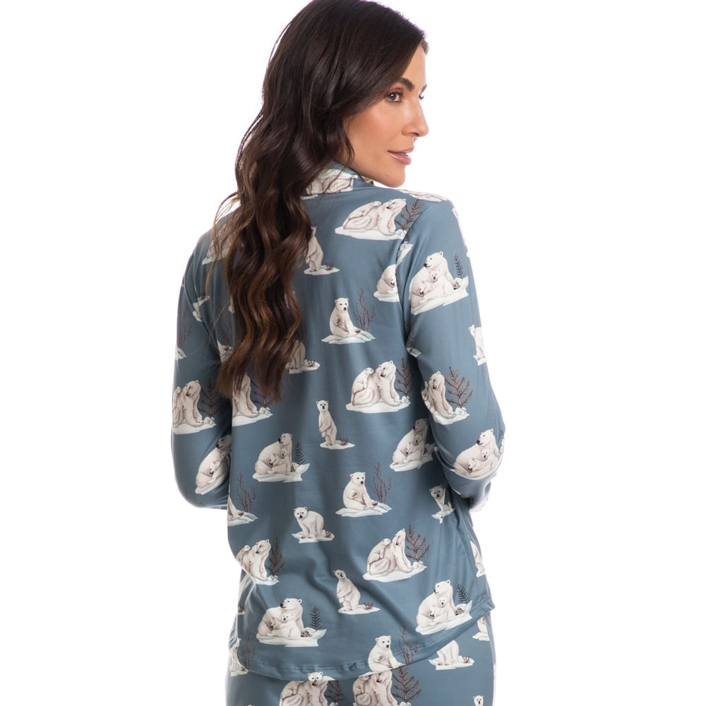Pijama-Feminino-Longo-Abotoado-Polar