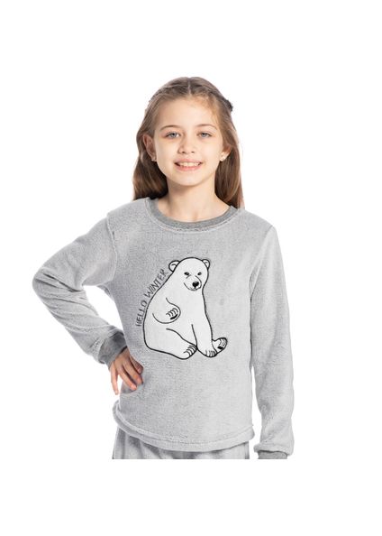 Pijama Infantil Unissex Longo Soft Polar Cinza - Imagem 1