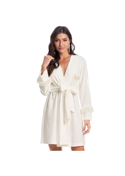 Robe Feminino Em Plush Com Pelo Elegância - Imagem 1