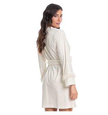 Robe Feminino Em Plush Com Pelo Elegância - Imagem 2 - Mobile