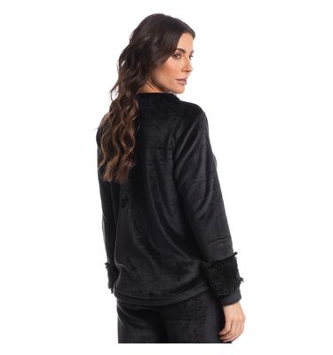 Pijama Feminino Longo Em Fleece Gigi - Imagem 2 - Mobile