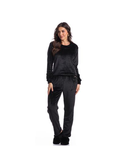 Pijama Feminino Longo Em Fleece Gigi - Imagem 3 - Desktop