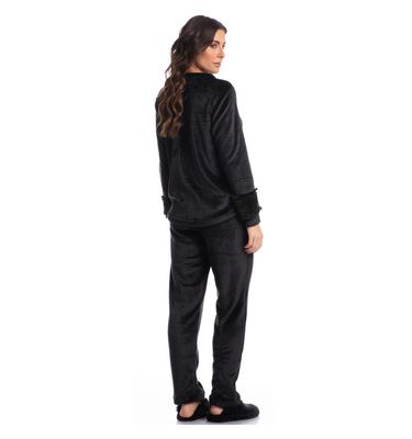 Pijama Feminino Longo Em Fleece Gigi - Imagem 4 - Mobile