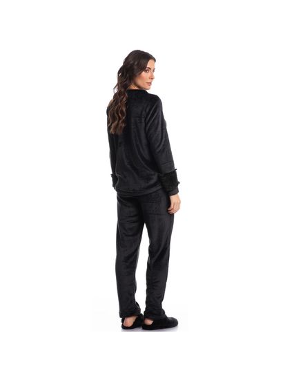 Pijama Feminino Longo Em Fleece Gigi - Imagem 4 - Desktop