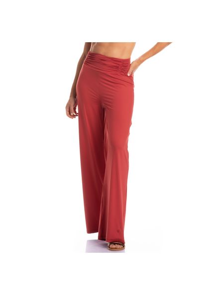 Calça Feminina Com Cós Franzido Jeri Vermelho - Imagem 1