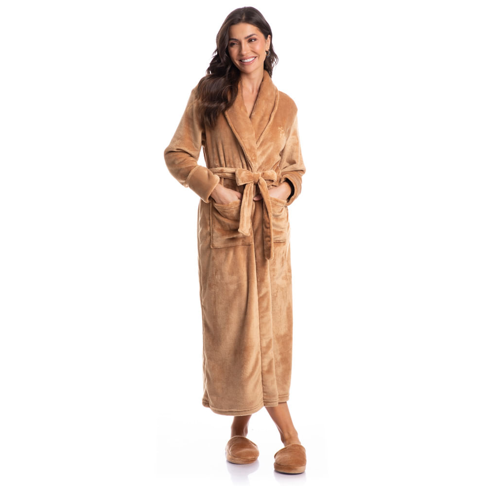 Robe Em Fleece Longo Pétala - Imagem 3 - Mobile