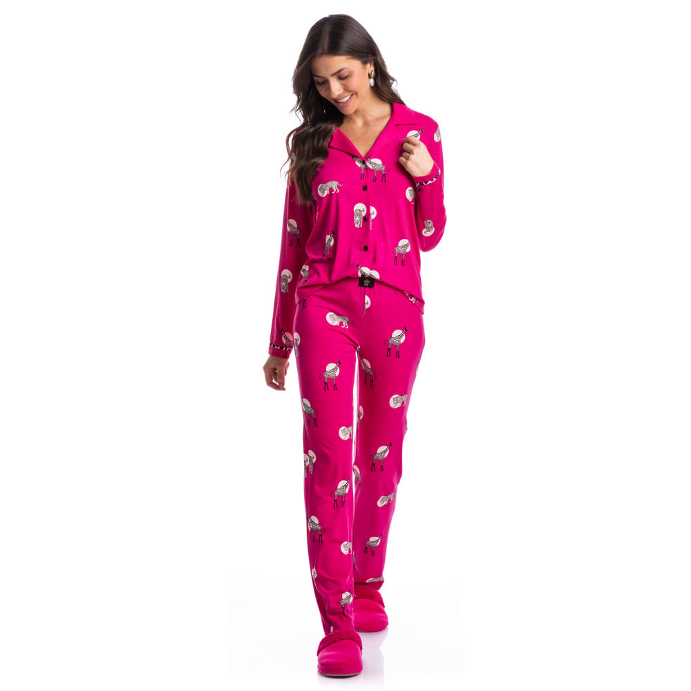 Pijama-Feminino-Longo-Abotoado-Clarisse-Rosa