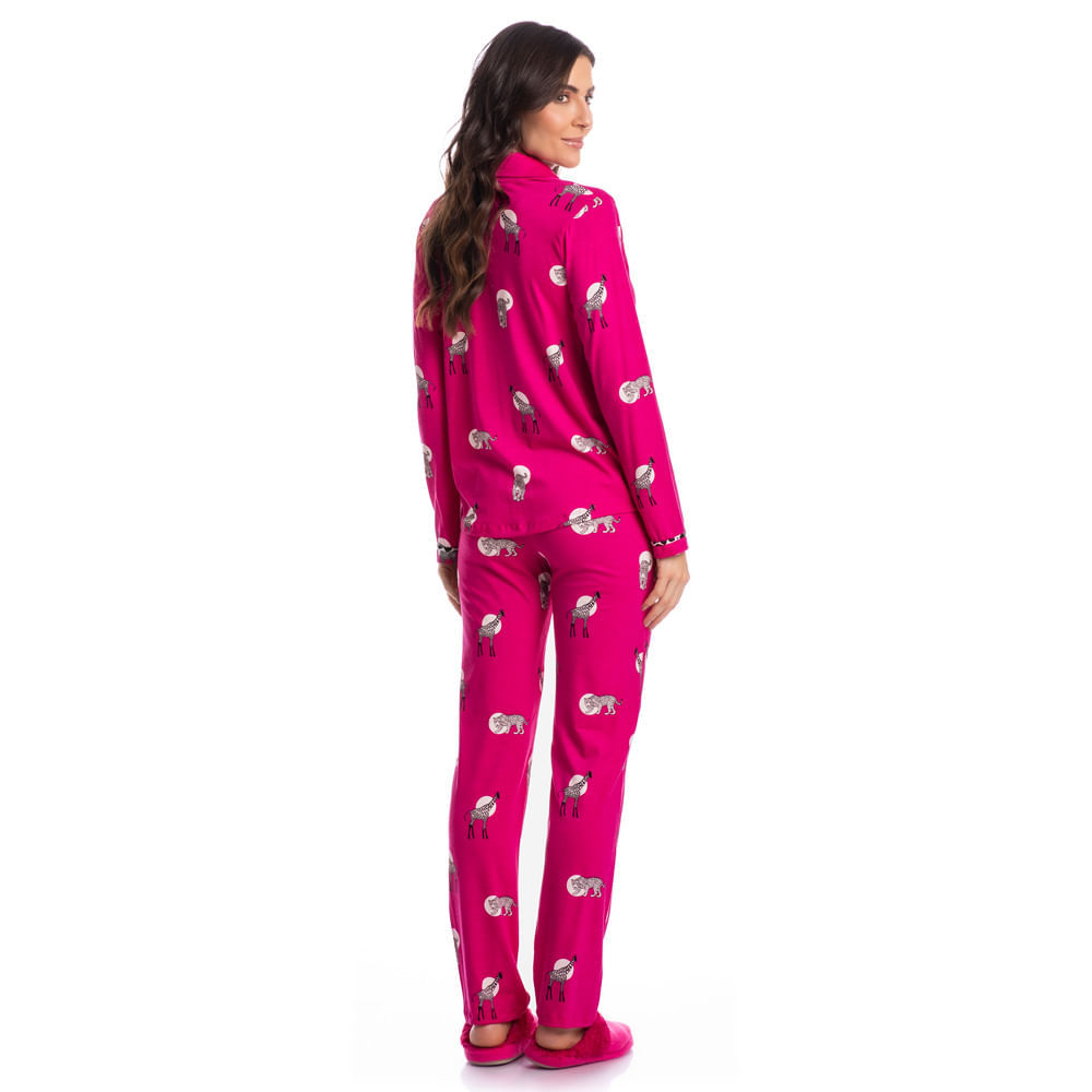 Pijama-Feminino-Longo-Abotoado-Clarisse-Rosa