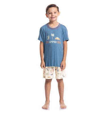 Pijama Masculino Curto Infantil Surf Tombini - Imagem 3 - Mobile