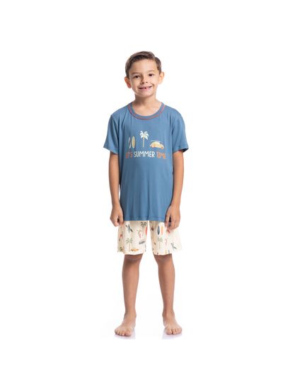 Pijama Masculino Curto Infantil Surf Tombini - Imagem 3 - Desktop