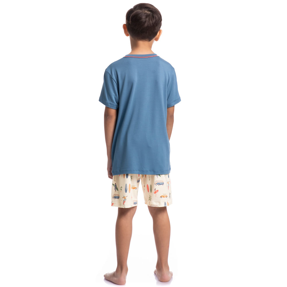 Pijama Masculino Curto Infantil Surf Tombini - Imagem 4 - Mobile