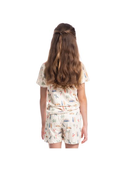 Pijama Unissex Curto Com Bolso Infantil Surf - Imagem 2 - Desktop
