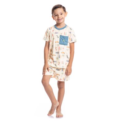 Pijama Unissex Curto Com Bolso Infantil Surf - Imagem 6 - Mobile