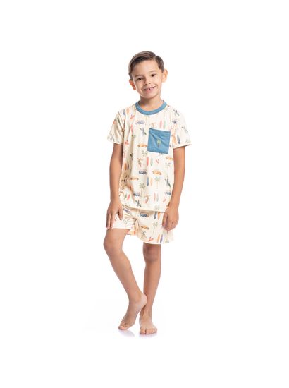 Pijama Unissex Curto Com Bolso Infantil Surf - Imagem 6 - Desktop