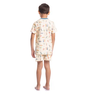 Pijama Unissex Curto Com Bolso Infantil Surf - Imagem 7 - Mobile