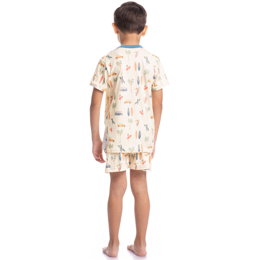 Pijama Unissex Curto Com Bolso Infantil Surf - Imagem 7 - Mobile