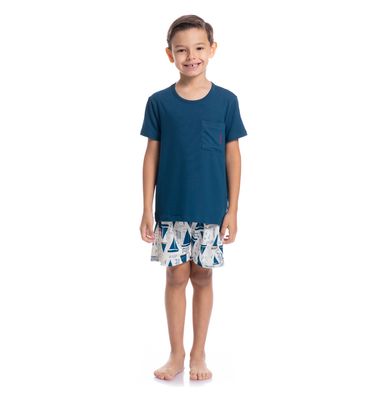 Pijama Masculino Curto Com Bolso Infantil Summer Tombini - Imagem 3 - Mobile