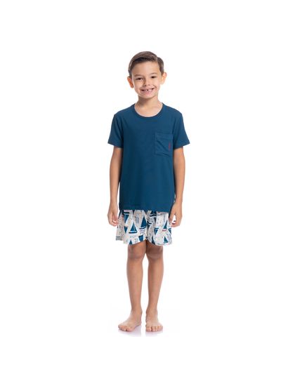 Pijama Masculino Curto Com Bolso Infantil Summer Tombini - Imagem 3 - Desktop