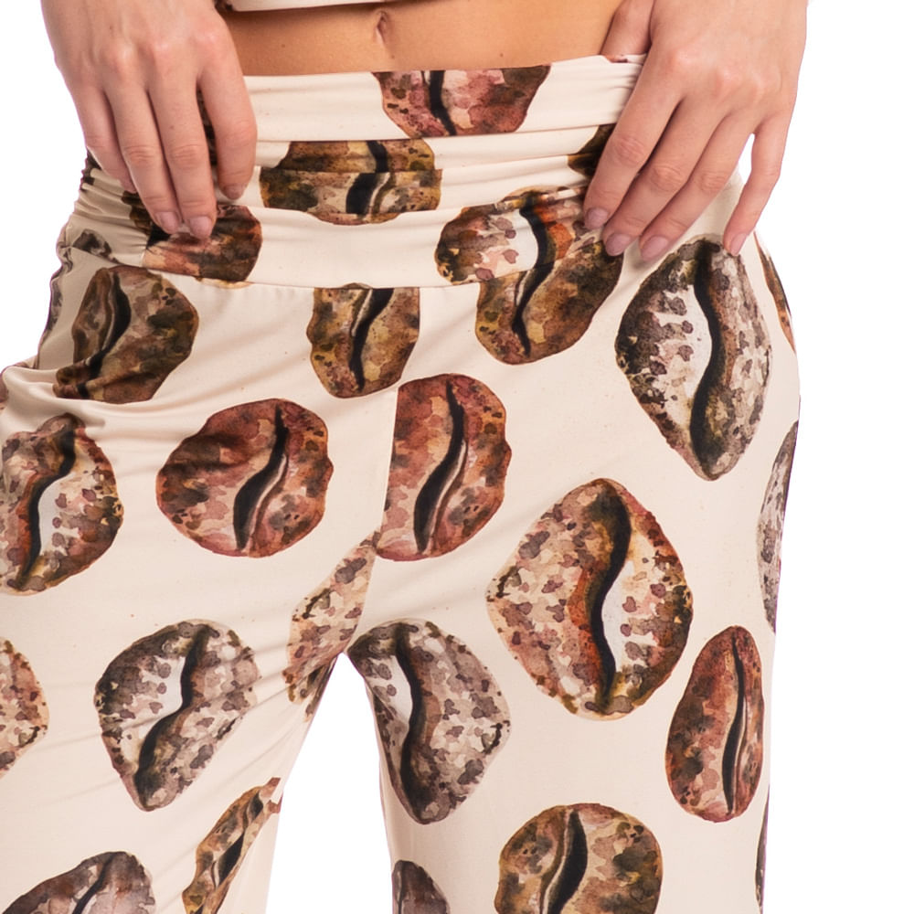 Calça Feminina Com Cós Frontal Franzido Conchas - Imagem 5 - Mobile