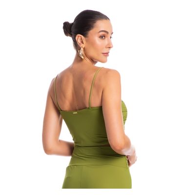 Blusa Franzida Com Alça Pistache - Imagem 2 - Mobile