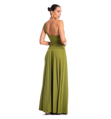 Vestido Assimétrico Franzido Pistache - Imagem 4 - Mobile