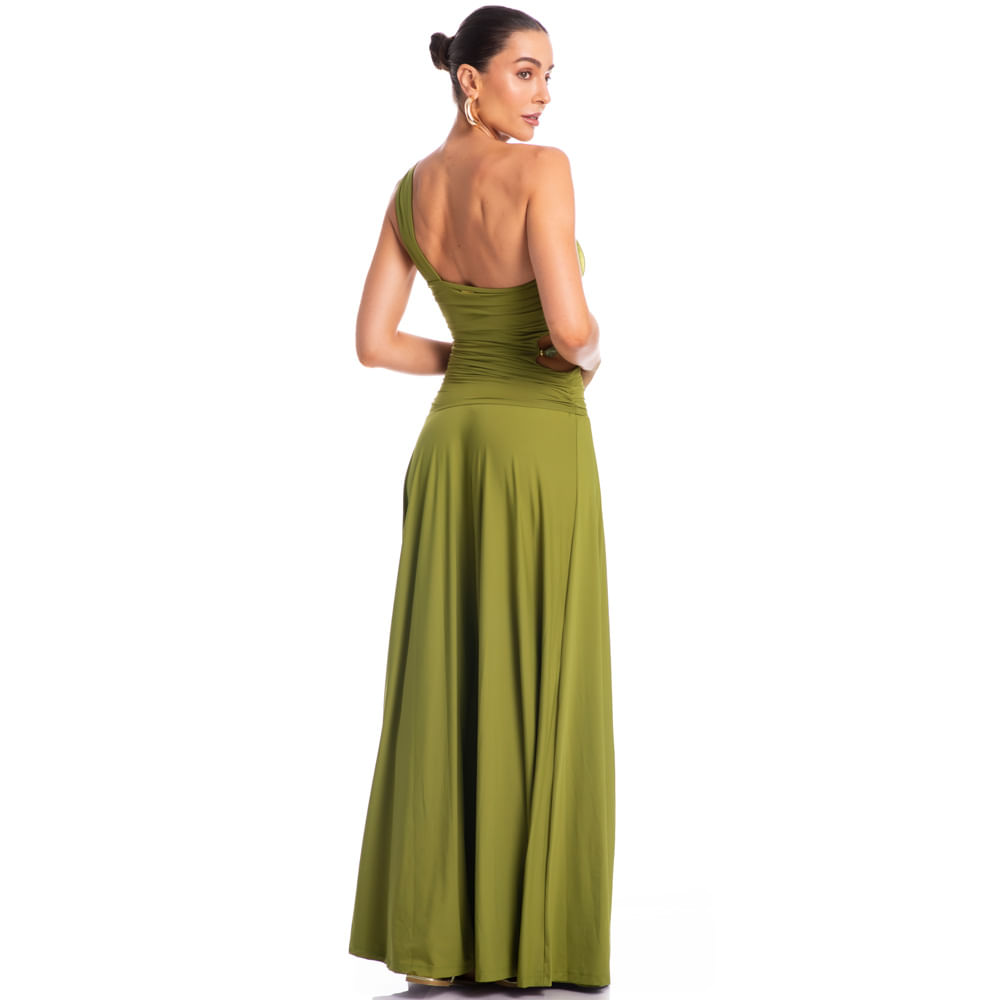 Vestido Assimétrico Franzido Pistache - Imagem 4 - Mobile