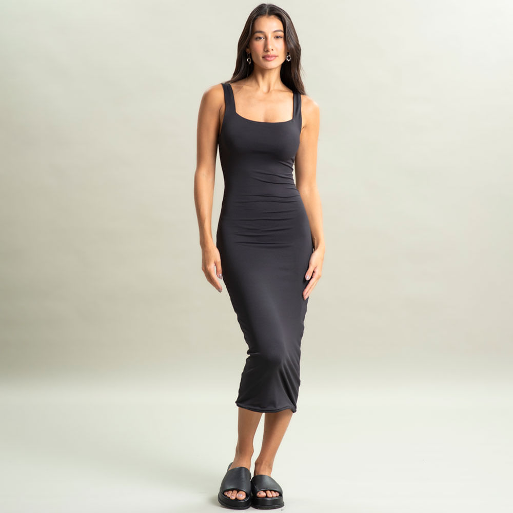Vestido Midi Squareneck Contour Vivame - Imagem 3 - Mobile