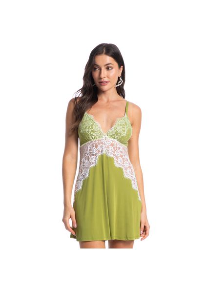 Camisola Curta Com Renda Maya Verde - Imagem 1