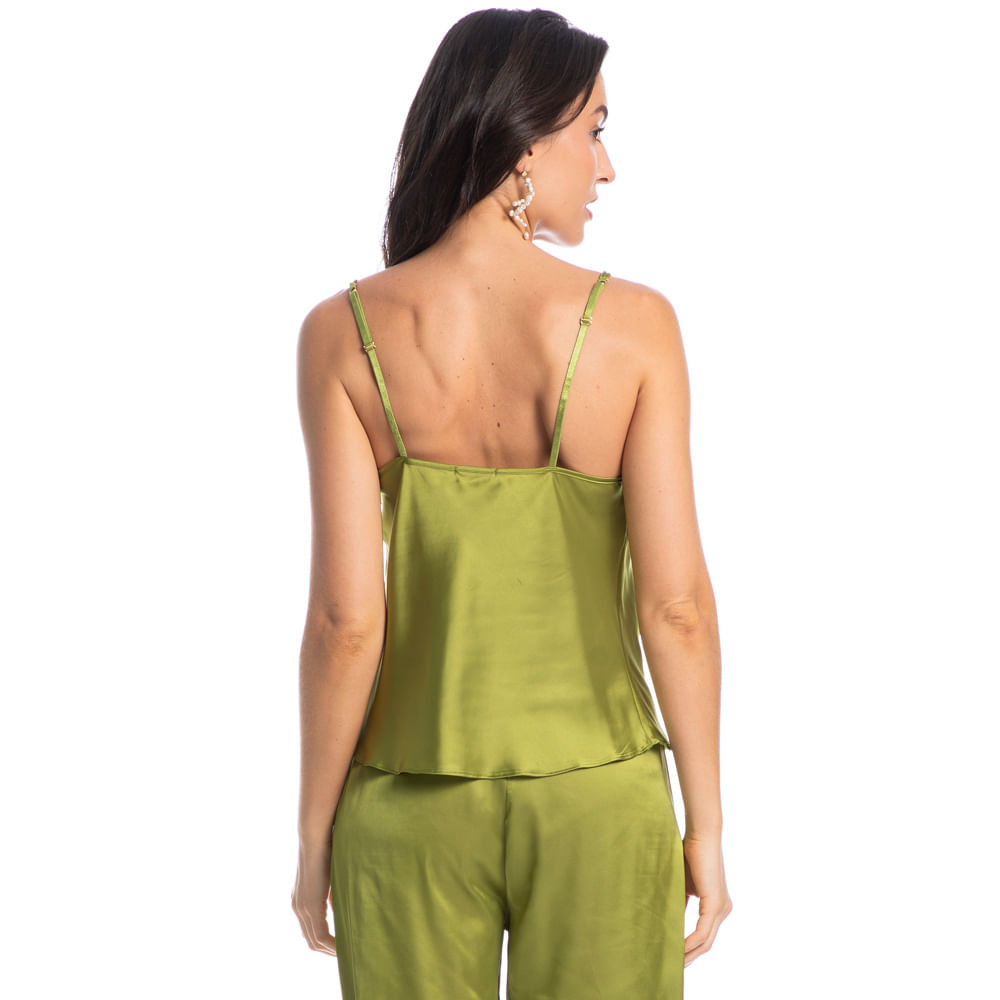 Pijama Longo Com Alças Malu Verde - Imagem 2