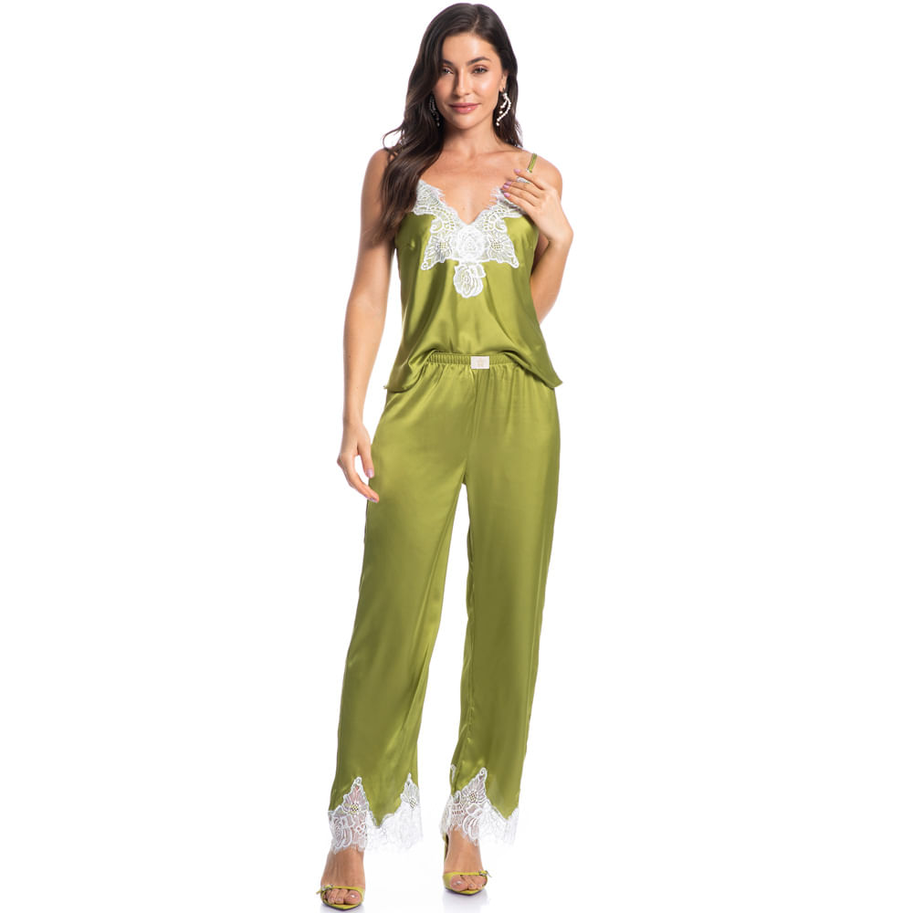 Pijama Longo Com Alças Malu - Imagem 3 - Mobile