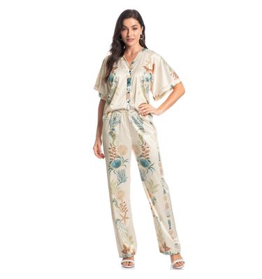 Pijama Feminino Longo Abotoado Em Cetim Alana - Imagem 3 - Mobile